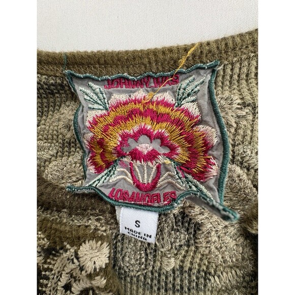 Johnny Was Thermal Top Camo Long Sleeve Christina V-Neck Floral Camo Boho Size S - Picture 10 of 11